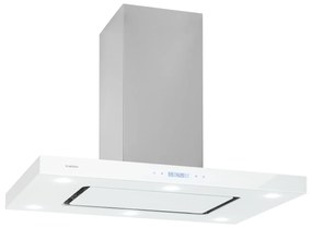 Valeria, hotă, 90 cm, 650 m³ / h, touch, clasa energetică A, LED, sticlă, oțel inoxidabil, albă