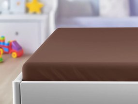 Cearceaf de jerseu pentru patut EXCLUSIVE 70x140 cm maro inchis