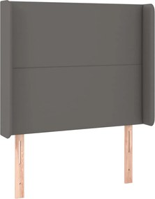 vidaXL Tăblie de pat cu aripioare gri 103x16x118/128 cm piele eco