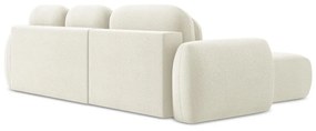 Colțar bej extensibil/cu spațiu de depozitare cu tapițerie din țesătură bouclé (cu colț pe partea stângă/cu șezlong) Pele – Makamii