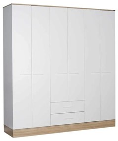 Dulap Haine Adore Base, 6 usi, 2 sertare, Alb, 206 x 224 x 52 cm