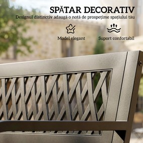 Outsunny Bancă de Grădină pentru Exterior, Bancă de Patio cu Brațe și Șezut cu Lamele, 2 Locuri pentru Grădină, Parc, Balcon, Mobilier Exterior, Negru | Aosom Romania