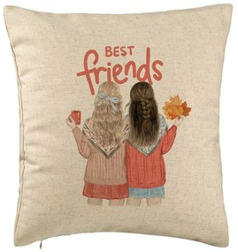 Perna Decorativa, Model Best Friends, 40x40 cm, Bej, Husa Detasabila, Burduf