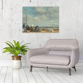 Tablou - Eugène Boudin, Beach  at Trouville, reproducere (70x50 cm)