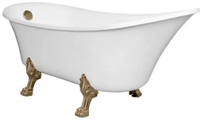 Antica cadă de baie independentă cu picioare și scurgere din cupru antic