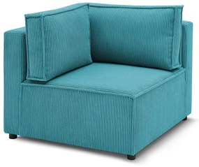 Modul pentru canapea albastru cu tapițerie din catifea reiată (cu colț variabil) Nihad modular – Bobochic Paris