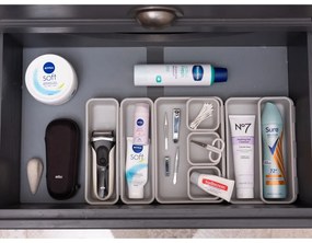 Organizatoare de sertare din plastic gri în set de 8 - Addis