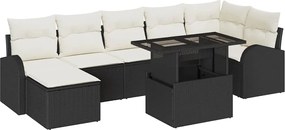 vidaXL Set de canapele pentru grădină 8 pcs Negru și Crem poliratan