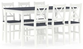 283376 vidaXL Set mobilier de bucătărie, 7 piese, alb și gri, lemn de pin