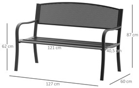 Outsunny Banca de exterior din otel, negru, 127x60x85cm