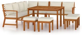 3154972 vidaXL Set mobilier grădină cu perne, 11 piese, lemn masiv de acacia