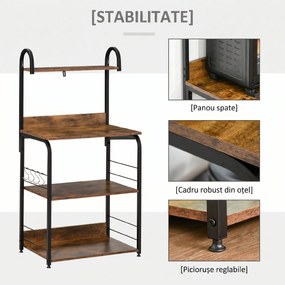 HOMCOM Dulap cu Rafturi pentru Bucătărie, Etajeră Spațioasă 60x40x125 cm, Design Modern, Soluție Depozitare Eficientă | Aosom Romania