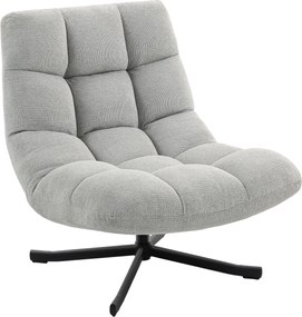 HOMCOM Fotoliu rotativ cu șezut lat, aspect chenille rezistent la apă, picioare din oțel încrucișate, Gri deschis | Aosom Romania