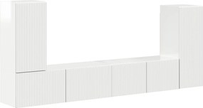 vidaXL Set comodă TV 4 pcs Alb lucios Lemn compozit