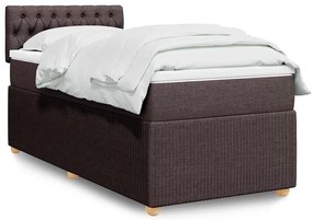 vidaXL Pat box spring cu saltea, maro închis, 80x200 cm, textil