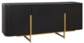 Comoda lemn de mango fronturi canelate GATSBY 160cm negru