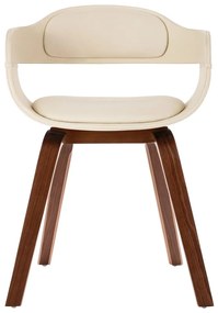 327330 vidaXL Scaun de masă, alb, lemn curbat & piele ecologică