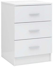 Noptiera, 2 buc., alb extralucios, 38x35x56 cm, PAL