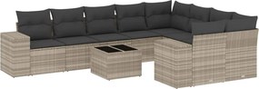 vidaXL Set canapele de grădină cu perne 10 piese gri deschis poliratan