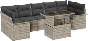 vidaXL Set de canapele pentru grădină 8 pcs Gri deschis Rattan poli
