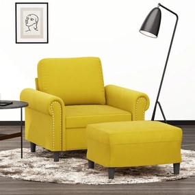 vidaXL Fotoliu canapea cu taburet, galben, 60 cm, catifea
