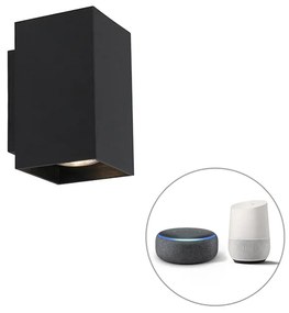 Lampă de perete modernă inteligentă neagră inclusiv 2 GU10 WiFi - Sandy