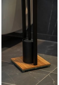 Suport pentru hârtia de toaletă cu baza din bambus Wenko, negru