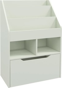 HOMCOM Bibliotecă pentru Copii cu Rafturi și Sertar, Raft Mobil pentru Jucării și Cărți, Dimensiuni 60x29.9x90 cm, Verde Strălucitor | Aosom România