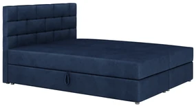 Pat matrimonial Boxspring 180x200 cm Waller (Albastru închis) (cu somieră și saltea). 1007734