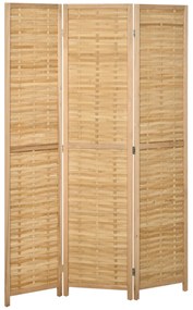 HOMCOM Separator de Cameră Pliabil, Bambus, 3 Părţi, 120 cm x 170 cm x 1,8 cm, Lemn Natural | Aosom Romania
