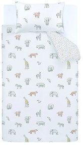 Lenjerie de pat pentru copii alb din bumbac pentru pat dublu 200x200 cm Zoo Animals – Bianca