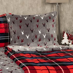 Lenjerie de pat din microflanelă 4Home Carouri roșu, 160 x 200 cm, 70 x 80 cm, 160 x 200 cm, 70 x 80 cm