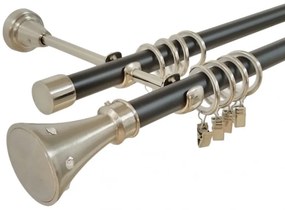 Galerie dubla duo carter 19 mm negru inox (Alege marime: 320 cm)