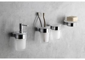 Dozator de perete pentru săpun Gedy PIRENEI 110 mm sticlă alburie/crom lucios