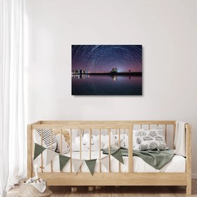 Tablou pe sticlă cu cerul nocturn și stele (70x50 cm)