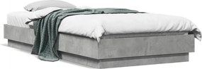 vidaXL Cadru de pat, gri beton, 100x200 cm, lemn prelucrat