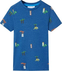 vidaXL Tricou pentru copii, albastru închis melanj, 104