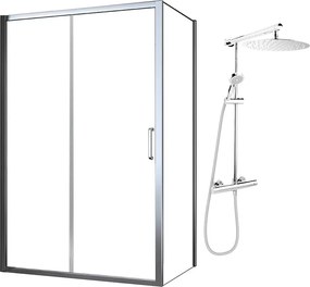 Pachet cabina de dus Fluminia Iris crom 120x90 cm si coloana de dus FDesign Anima crom