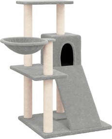 vidaXL Ansamblu de pisici, stâlpi din funie sisal, gri deschis, 82 cm