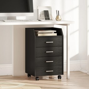 Vinsetto Corp de birou depozitare pe roți 4 sertare culisante din lemn  40 x 36 x 65 cm alb | Aosom Romania