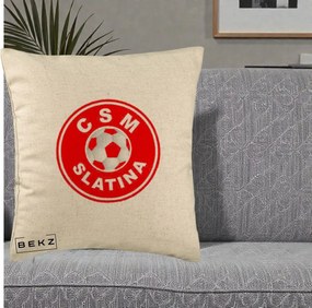 Perna Personalizata CSM Slatina Fotbal, 40x40 cm, Bej, Husa Detasabila, Perna Inclusa, BEKZ®
