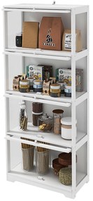 HOMCOM Vitrină pentru colecție bufet sufragerie mobilier de depozitare la 4 nivele cu uși rabatabile, 59 x 30 x 139 cm, alb | Aosom Romania