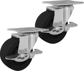 vidaXL Roată 2 pcs Negru și argintiu 50,7 x 50,7 x 24,4 mm