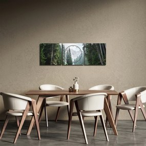 Tablou lacului în pădure (cu ceas) (90x30 cm)