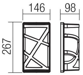 Redo 9097 - Aplică perete exterior VORTEX 1xE27/20W/230V IP44