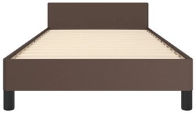 Cadru de pat cu tablie, maro, 100x200 cm, piele ecologica Maro, 100 x 200 cm, Nasturi de tapiterie