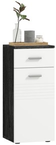 kleankin Dulap Baie din Lemn cu Sertar și Rafturi, Design Alb și Negru | Aosom Romania