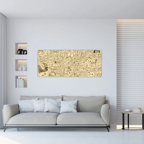 Tablou - Harta de epocă, ilustrații (120x50 cm)
