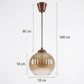Brilagi - Lampă LED suspendată pe cablu R GLASS 1xE27/60W/230V Ø 18 cm maro/maro fumuriu