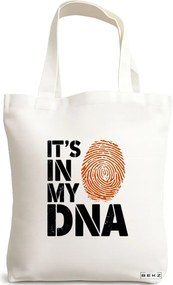 Sacosa de Panza pentru Cumparaturi, Geanta Tote, model It's in My DNA, 38x34.5 cm, Alba, BEKZ®